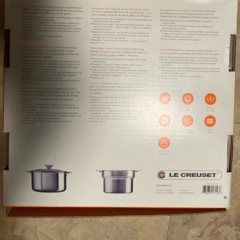 NIB Le Creuset Stainless Steel Stockpot with Pasta Insert - Silver - Picture 7 of 7